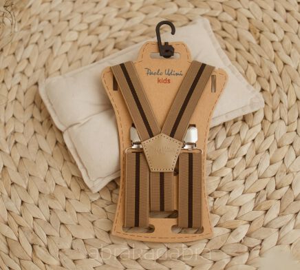 Eleganckie szelki niemowlęce - kolor beżowy z paskiem TOP