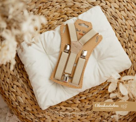 Eleganckie szelki niemowlęce - kolor beżowy z paskiem TOP